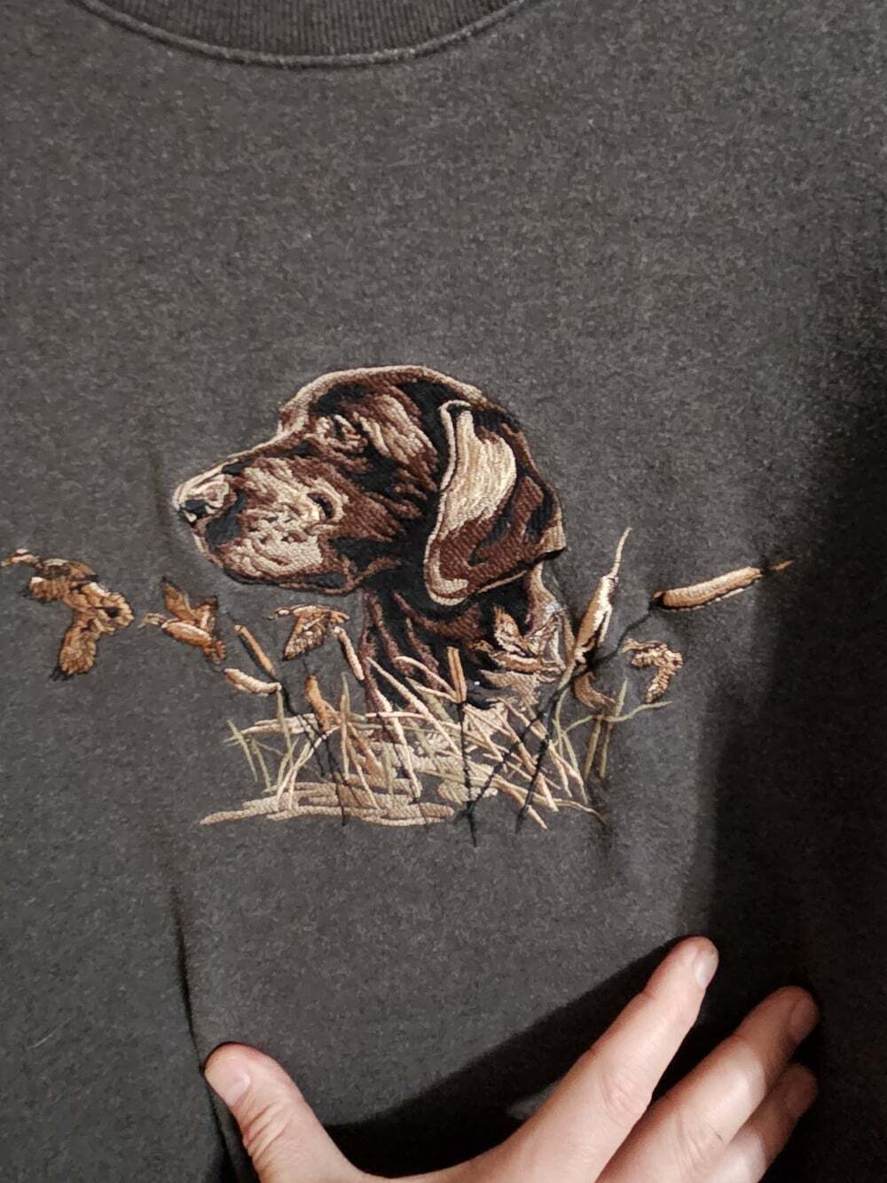 Croft & Barrow Mens XL Gray Fleece Pointer Dog Embroidered Heritage Pullover - Picture 4 of 8